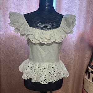 Express White Ruffle Blouse